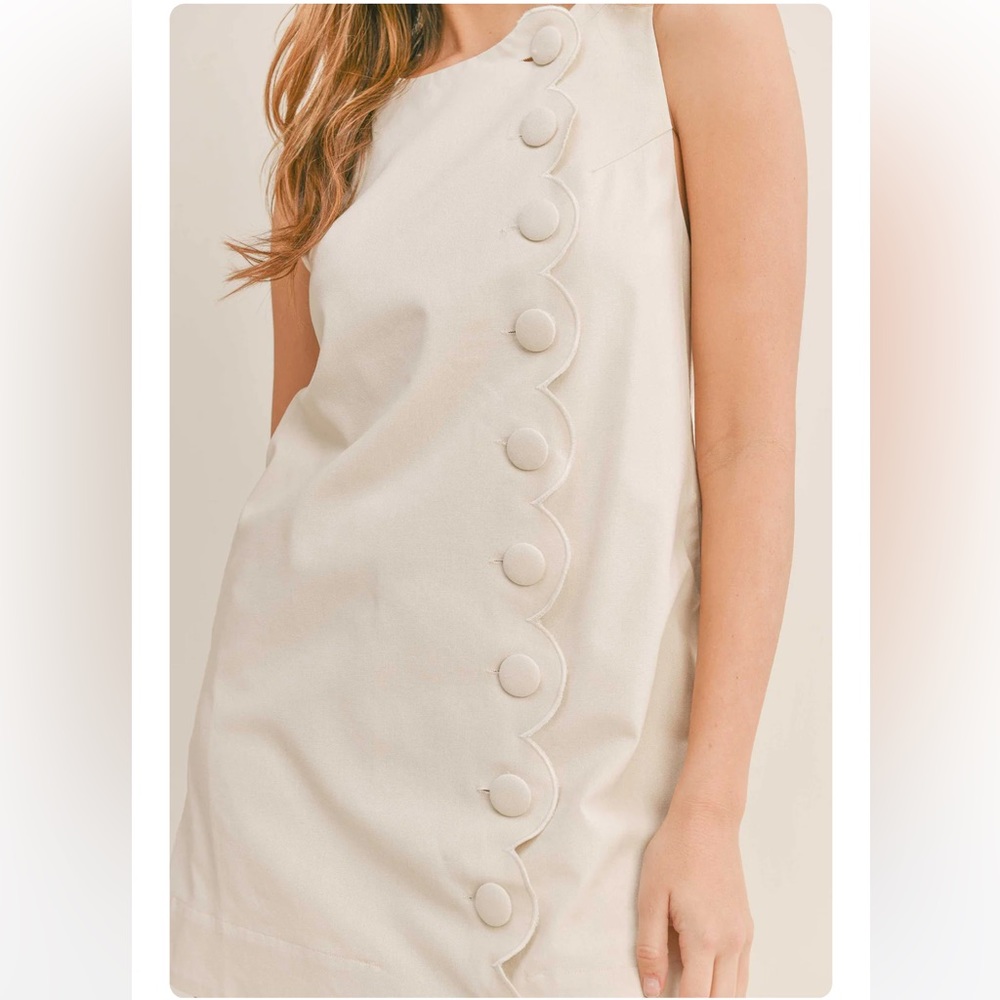 Mable Scalloped Button Mini Dress